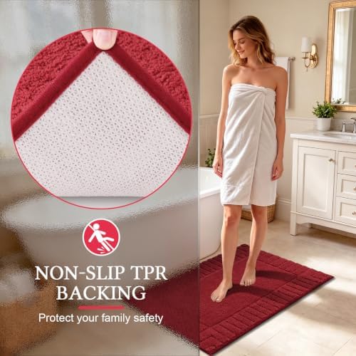 Pauwer Bathroom Rugs Sets 3 Piece, Microfiber Bath Mat Set, Red - Image 5