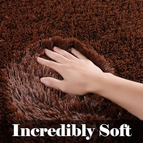 Brown Area Rugs for Bedroom Living Room, Fluffy 4x6 Man Cave Bedside Rug - Image 2