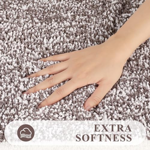 Pauwer Bathroom Rug Sets 3 Piece, Non Slip Washable Bath Mat, Coffee - Image 3