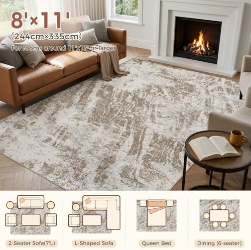 DMOYEST 8x11 Washable Area Rug Abstract Modern Non-Slip Indoor Carpet - Image 2