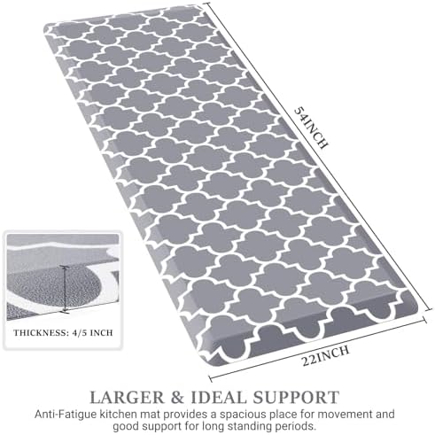 WISELIFE Anti Fatigue Mats for Kitchen Floor, 22" x 54", 4/5 Inch, Grey - Image 2