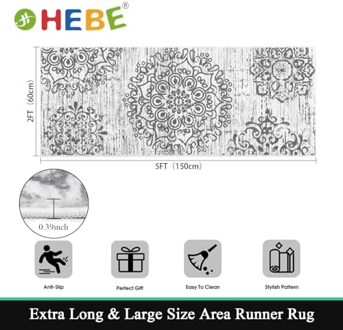 HEBE Hallway Runner Rug 2'x5', Washable Non Slip Kitchen Rug Runner - Image 2