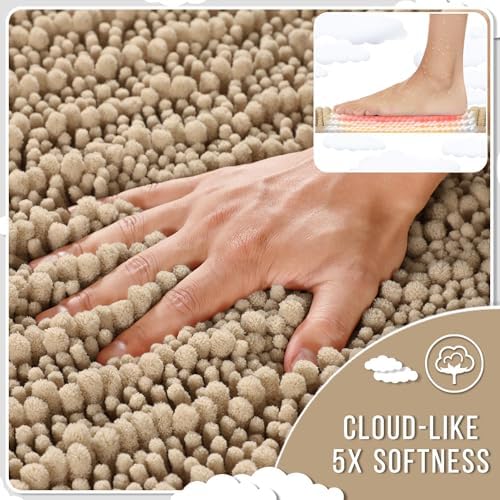 Yimobra Large Bathroom Rugs Non Slip Washable 36x24 Inch - Ultra Soft Absorbent Chenille Bath Mat, Quick Dry Shaggy Floor Carpet for Tub Shower, Camel Home Decor Accessories - Image 4