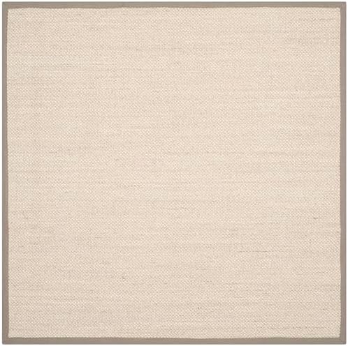 SAFAVIEH Natural Fiber Square Rug 6' Textured, Marble & Khaki NF143E - Image 3