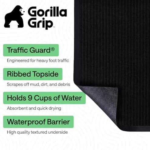 GORILLA GRIP Traffic Guard Indoor Outdoor Heavy Duty Door Mat, 60x36 Black - Image 2