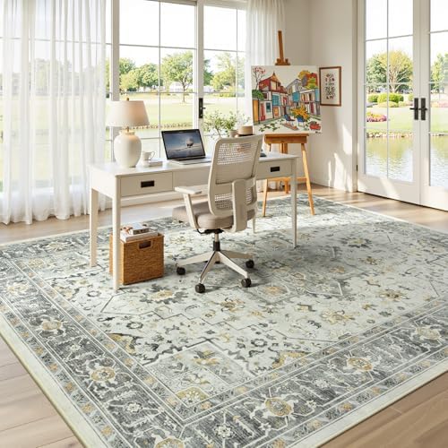 8x10 Area Rugs for Living Room Bedroom, Vintage Washable Rug Taupe - Image 5