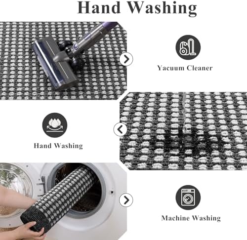 Ileading Laundry Room Runner Rug 2'x6' Non Slip Farmhouse Kitchen Floor Mats with Rubber Backing Machine Washable Black Indoor Decor Carpet for Bathroom Doormat Hallway Entryway Petmat Garage Balcony - Image 6