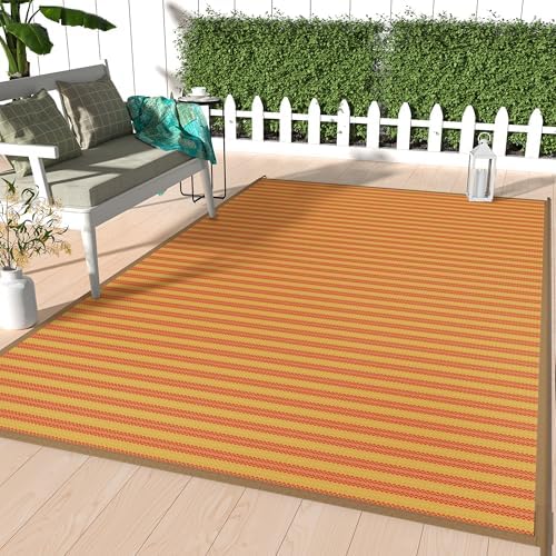 GENIMO Fall Decor Outdoor Rug, Plastic Rugs for Patio, 6'x9' Orange by GENIMO