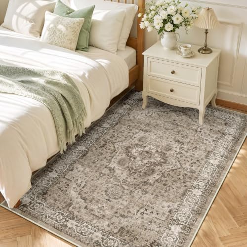 SameBed 5x7 Area Rug Living Room, Vintage Washable Carpet Brown - Image 2