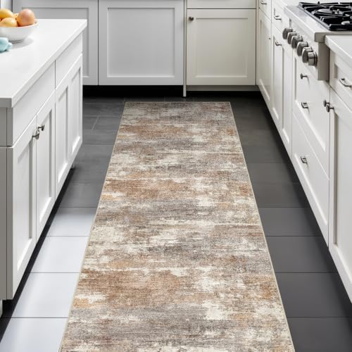2x6 Runner Rug Washable Abstract: Non Slip Kitchen Floor Mat Brown/Brick by Ksrau