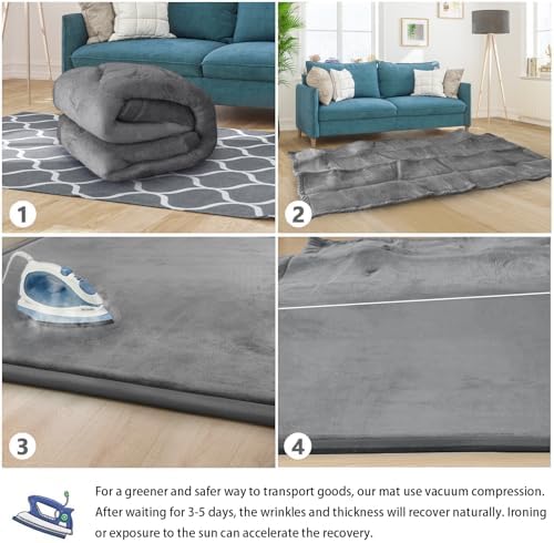 Baby Play Mat for Floor Nursery Rug Muscle Mat Area Rug Playroom Rug 50"x50" Playpen Mat Elastic Foam 1.3" Thick Crawling Mat for Babies,Toddlers, Infants, Kids,Grey - Image 5