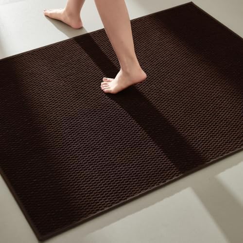 TYUU Large Bathroom Rugs Non Slip Washable Bath Rugs Super Absorbent Bathroom Rug Thin Quick Dry Low Pile Bath Mats, Brown 36"x48" by TYUU