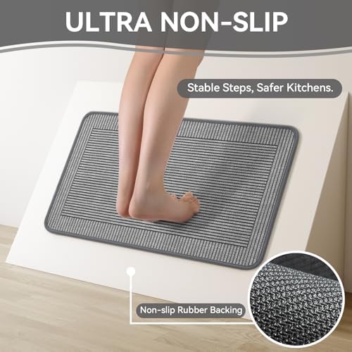 Kitchen Mats for Floor, Non Slip Kitchen Rugs, 17x30 Grey - Image 3