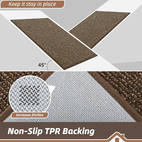 BEQHAUSE Dirt Trapper Door Mat 20" x 48", Non-Slip Washable Doormats, Brown - Image 6