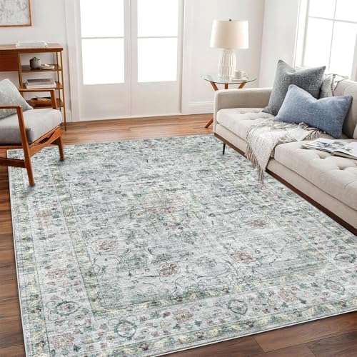 CHAMPLANT Washable Area Rug 10'x14' Boho Design Non-Shedding Easy Care Ideal for High Traffic Areas in Living Room Bedroom Office Coffee Table Kitchen Large Carpet - Image 2