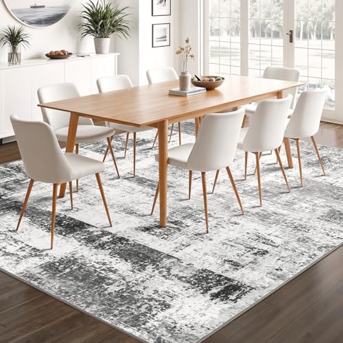 Rugflix 8x10 Area Rugs for Living Room, Washable Grey Large Rug - Image 3