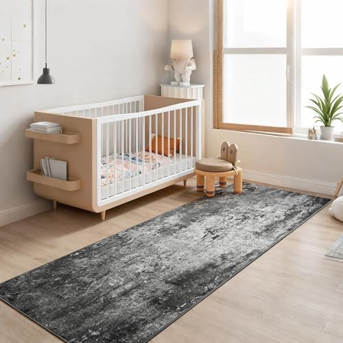 2x6 Black Rug Runners for Hallways Kitchen Runner Rug Non Slip Washable Black Long Runner Rugs with Rubber Backing Soft Abstract Carpet Runner for Bedroom, Kitchen, Bathroom, Entryway - Image 4