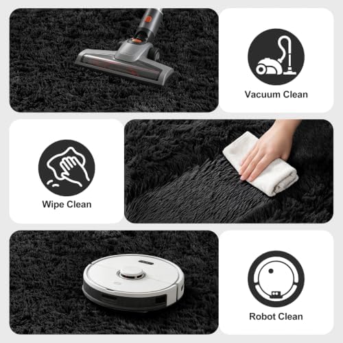 Shag Area Rugs for Bedroom Living Room,6X9 Ultra Soft Fluffy Area Rugs for Dorm,Indoor Carpet Plush Rugs for Living Room Home Decor, Black - Image 6