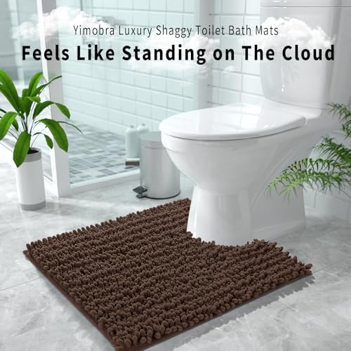 Yimobra Toilet Rug U Shaped Washable 24x20 Inch - Ultra Soft Absorbent Chenille Bath Rugs for Toilet, Quick Dry & Machine Washable, Non Slip Contour Bathroom Mat, Brown - Image 6