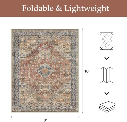 GENIMO Indoor Outdoor Rug, Washable for Patio and Deck, Dusty Blue, 8x10 - Image 2