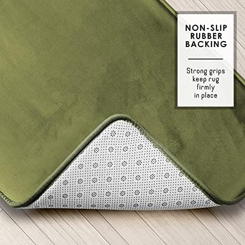Clara Clark 3 Piece Bathroom Rugs Bath Mat Set, Velvet Memory Foam Bath Mats for Bathroom - Non-Slip, PVC Backing Bath Rugs, Washable - Dries Quickly, Green - Image 4