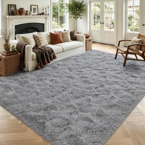 Noahas 6x9 Large Grey Fluffy Soft Area Rug Non-Slip for Living Room Bedroom by ModernHomeDecor