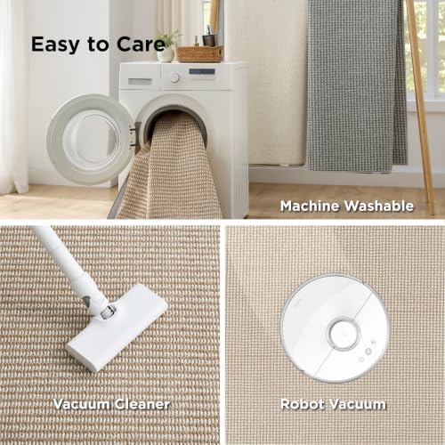 Bedsure 5x7 Faux Wool Area Rug for Living Room, Machine Washable, Beige - Image 6