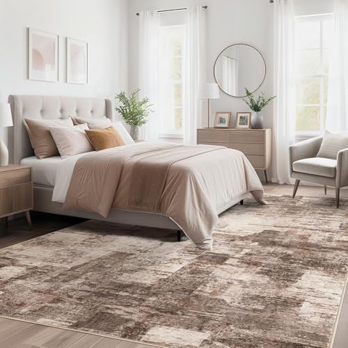 kakania Abstract 5x8 Area Rugs for Living Room: Washable Rugs Brown - Image 3
