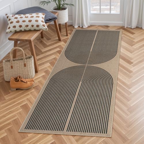 Lahome Modern Rainbow Easy Jute Outdoor Runner Rug, 2x6 Runners for Hallways Washable Laundry Room Rug, Farmhouse Non Slip Indoor Outdoor Carpet for Kitchen Floor Entryway by Lahome