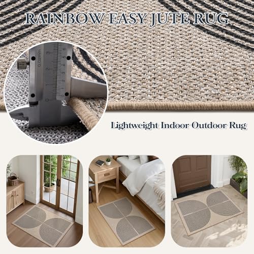 Lahome Rainbow Easy Jute Rug, 2x3 Farmhouse Kitchen Rugs Non Slip - Image 5