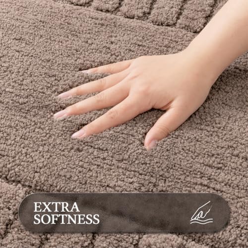 Pauwer Bathroom Rugs Sets 2 Piece, Non Slip Plush Bath Mats, Dark Grey - Image 3