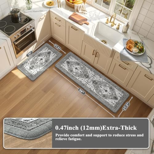 Collive Kitchen Mats Cushioned Anti Fatigue, Grey-17.3"x29"+17.3"x59" - Image 2