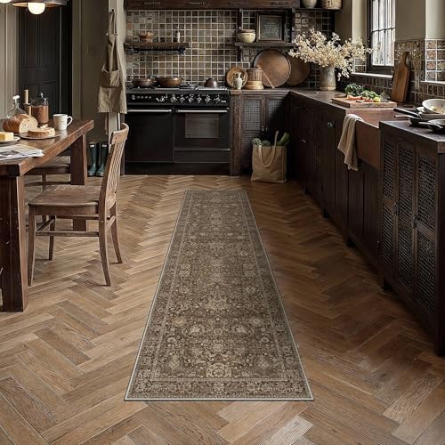 HUGEAR Hallway Runner Rugs 3x8 Brown Vintage Rug - Image 2