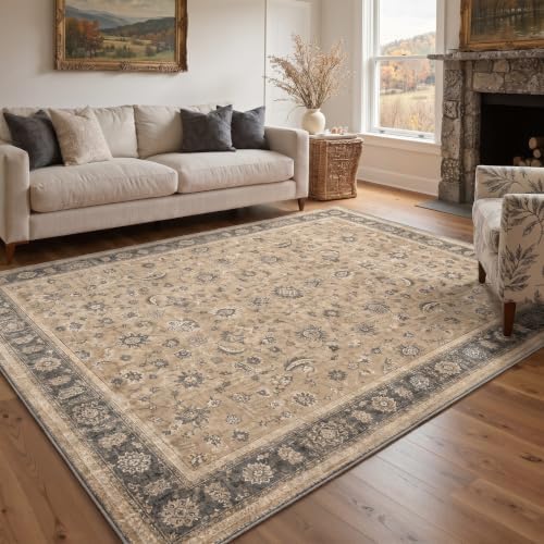 Bavni 8X10 Living Room Area Rug, Boho VintageFloral Washable Non Slip by BAVNI