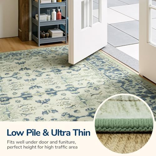 Lessymo Area Rugs 9 x 12 for Living Room,Large Washable Carpet Light Blue - Image 7