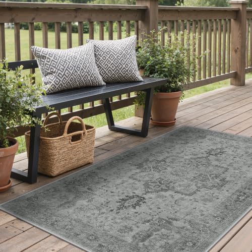 GENIMO Indoor Outdoor Rug, Washable for Patio and Deck, Silver Grey, 3x5 - Image 4
