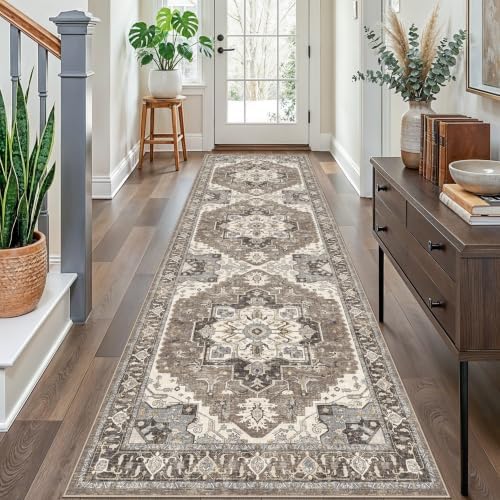 Washable Kitchen 3x8 Runner Rug - 3x8 Hallway Rug Distressed Mats Non-Slip Soft Room Floor Carpet for Dining Room (Beige,3x8) - Image 2