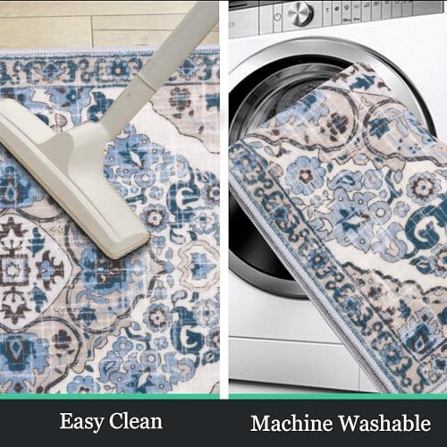 HEBE Boho Kitchen Rugs Set of 3, Non Slip Washable Kitchen Mats for Floor - Image 4