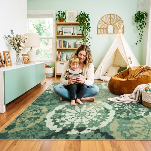 Boho 5x7 Area Rug, Washable Non-Slip Modern Abstract Rug - Image 2