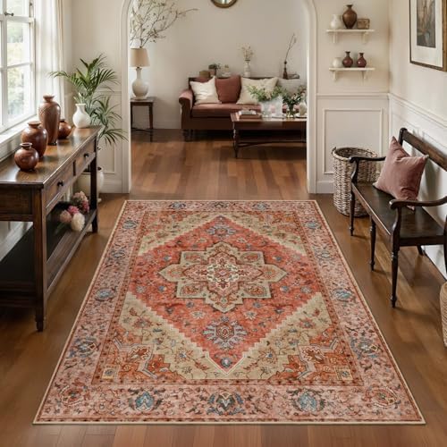 Tangsoo Boho 3x5 Rug, Washable Non Slip Accent Rugs for Entryway Terracotta by Tangsoo