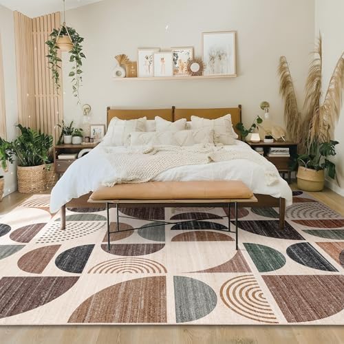 MUJOO Washable Rug 8x10,Large Area Rugs Non Slip Modern Abstract - Image 2