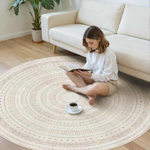 cotiled 6x6 Round Rug 6ft Circle Living Room Boho Area Rugs - Image 5