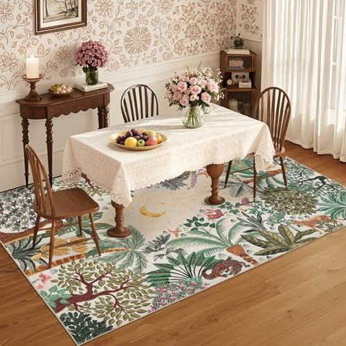 GarveeHome Area Rugs 8x10 for Living Room, Jungle Animal Large Washable Rug Soft Non Slip Backing Floor Mat Carpet Indoor Thin Accent Rug for Bedroom Dining Room Playroom Nursery Home Decor - Image 3