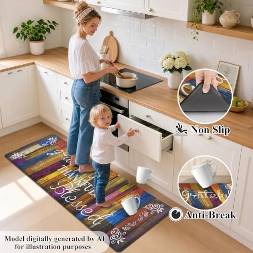 HEBE Anti Fatigue Kitchen Mat Set of 2, Cushioned Kitchen Mats for Floor - Image 4