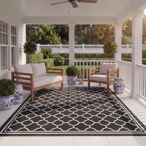 SAFAVIEH Courtyard Outdoor Area Rug 8'x10', Black & Beige CY6918-226 by Unknown