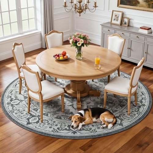 Lessymo 8FT Washable Round Area Rugs for Living Room, Non Slip Circle Rugs - Image 3