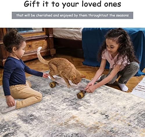 Lahome Modern Abstract Runner Rug - 2x6 Gray Washable Runners for Hallways Rugs for Living Room, Soft Non-Slip Contemporary Indoor Accent Laundry Room Carpet Runner for Gift Entryway Bedroom Door - Image 5