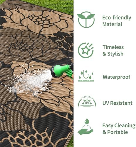 GENIMO Outdoor Rug, Waterproof Plastic Rugs for Patio, 8'x10' Raven Brown - Image 5