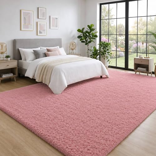 6x9 Ft Blush Pink Fluffy Area Rug for Living Room, Washable - Image 2