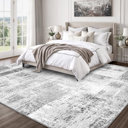 Rugflix 8x10 Area Rugs for Living Room, Washable Grey Large Rug - Image 2